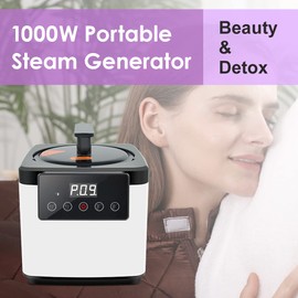 Smartmak Sauna Steamer Pot 2.6 L, Portable Steam Generator Set with Time & Tempreture Remote Control, 1000W Spa Machine with Herbal Box for Body Detox 110V US Plug