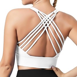 UIV@SH Sujetador Deportivo,Soporte Medio,Recortada Tank Tops con Copas Acolchadas extraíbles,para Pilates,Fitness,Bailar (MX/US, Alfa, Mediano, Regular, Regular, Blanco)