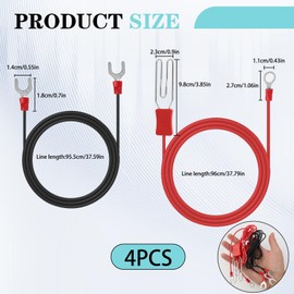 FunWorth Electric Fence Energiser Lead, 2Pcs Heavy Duty Solar Wire Connectors with 2Pcs M8 ground wire for Horses/Livestock, 125cm Corrosion-Proof Cable Wire & All Energisers