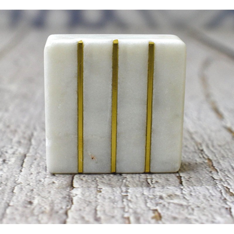 ARTISNO Square Marble Brass Knob, Modern Cabinet Knob, Decorative Hardware,