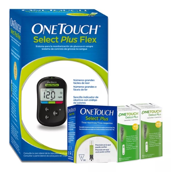 OneTouch Glucómetro Onetouch Select Plus Flex 50 Tiras Y 50 Lancetas