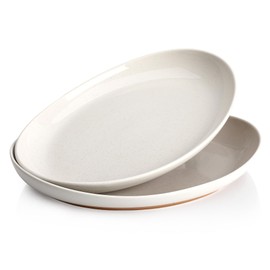 Sweese Oval Serving Platters, 14.5 Inch White Grey Porcelain Serving Platters for Party, Large Oval Serving Trays Serving Plates for Fish Dish, Steak, Restaurant, Dessert Shop, Set of 2