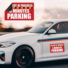 MAIANEY [7.5"x4.5"] Delivery Driver Magnet for Car Caution Delivery in Progress 5 Minutes Parking Bumper Magnets Delivery Vehicle Sign Delivery Driver Gifts Decorations Car Truck Automobile Vehicle