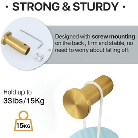 SAYAYO Gold Coat Hooks Wall Mount,Modern Towel Hooks for Bathrooms Robe Hooks, Heavy Duty Wall Hooks for Hanging, SUS 304 Stainless Steel 4 Packs