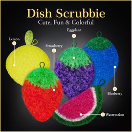 Dish Scrubbie Durable DishScrubber (5 Pc) – Long Lasting, Non-Scratch, Odorless and Reusable KitchenScrubber - All PurposeScrubber for Dishwashing, Cleaning Bathroom and Floors (Variety Pack)
