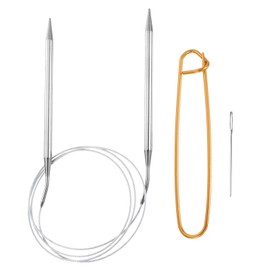 HARFINGTON Circular Knitting Needles 47" Stainless Steel US 10.5/6.5mm Knitting Needles 5.51" with Knitting Stitch Holder for Fast Knitting Tip to Tip Sweater Scarves Necklaces