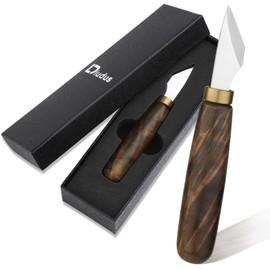 DIUDUS Leather Cutting Knife, Bevel Head Leather Skiving Knife with Smooth Rosewood Handle, Leatherworking Tools Beveler for DIY Leathercraft Forging Cutting