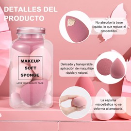 Esponja De Maquillaje Multifuncional 3 En 1, Esponja Maquillaje, Set De 14 Esponjas De Polvo Triangulares Para Polvo Facial (Rosa)