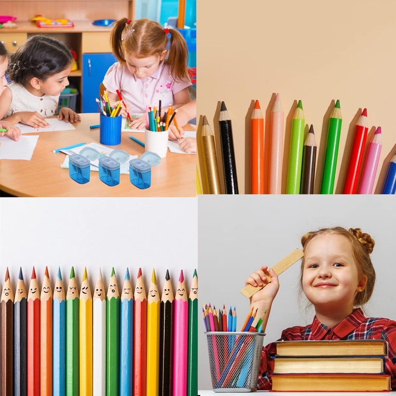 24 Pieces Pencil Sharpener with Container, 4 Colours Sharpener with