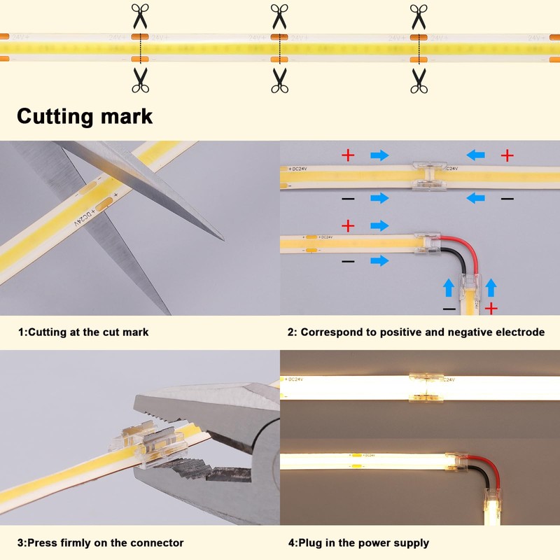 BENLUN 24V COB LED Strip Light Outdoor Waterproof 65.6ft (2