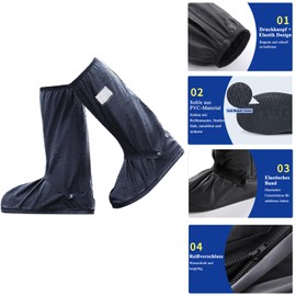 Shoe Covers Waterproof Unisex Waterproof Overshoes Shoe Covers Reusable with Reflective Strips Waterproof Protection from Toe to Calf for Rain Snow Outdoor Non-Slip