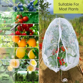 Fruit Tree Netting, RIFNY 3.9 x 3.3 FT Blueberry Bush Netting Cover with Zipper Drawstring, Outdoor Mosquito Net Garden Netting Cover Protector Plant from Birds Cicadas Animals Insect (2 PCS, White)
