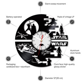 Viiluuxr Wall Clock Science Fiction Film Themes Vinyl Record Wall Clocks Room Decorations No Ticking Noise Wall Clock 12 Inch Quartz Clock