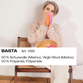 LANA GROSSA Basta Yarn in Fake Fur Look, Loose Twisted, Fringe Effect and Merino Fibres, Hand Knitting Yarn, 50% Virgin Wool and 50% Polyamide, 50 g Wool for Knitting and Crocheting, 100 m Yarn FB 9