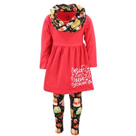 Unique Baby Girls But First Hot Cocoa Scarf Legging Set Christmas Outfit Clothes (4Y, Red)
