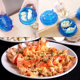 Garlic Crusher Tool, Blue Manual Garlic Mincer Press, Non-Slip Garlic Mincer Garlic Peeler, Kitchen Gadget Garlic Presses for Mincing Garlic Onions, Gingers, Fruits, Salad