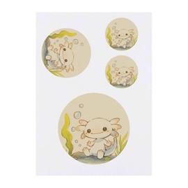 4 x 'Cute Axolotl Sitting Underwater' Temporary Tattoos - Water Resistant, Skin-Safe, Non-Toxic Transfers, Mixed Sizes (TO00082688)
