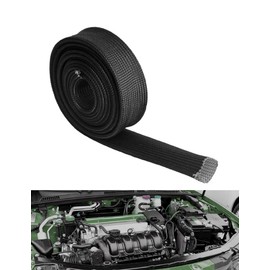BaiYiQing Heat Shield Sleeve Fuel Line Heat Shield Auto Hose Spark Plug Wire Cover Protectors Boots Roll 2500 Degree for Car&Auto Wire Loom Brake Cable（Black1/2" IDX10' ）