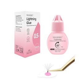 NAGARAKU Lightning Pink Eyelash Glue 5 ml | 0.5s Ultra Fast Drying | Lasts 6-7 Weeks | High Adhesion | 12 Months Shelf Life | Easy to Remove | Suitable for Light or Coloured Eyelashes