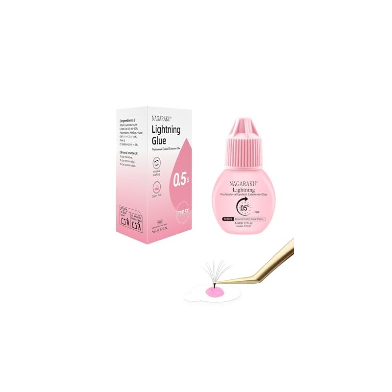 NAGARAKU Lightning Pink Eyelash Glue 5 ml | 0.5s Ultra
