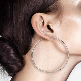 Bungsa Women's Classic Hoop Earrings 2 mm Wide Stainless Steel Available in Sizes from 10 mm - 75 mm, Stainless Steel