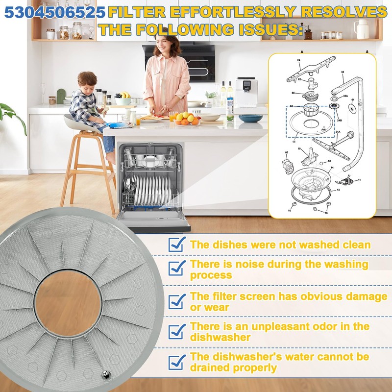 ulapithi 5304506525 Dishwasher Filter Compatible with Frigidaire Dishwasher