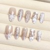 24Pcs Summer Beach Press on Nails Medium Almond French Tip
