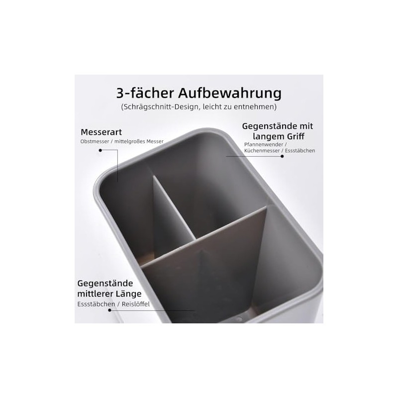 Cutlery Holder Cutlery Organiser Kitchen Utensil Holder (Grey) | 3