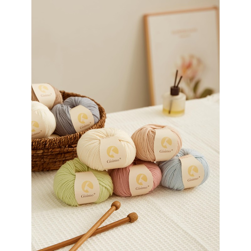 Gisimo 100% Merino Wool Yarn, 6-Ply Luxurious and Soft Yarn