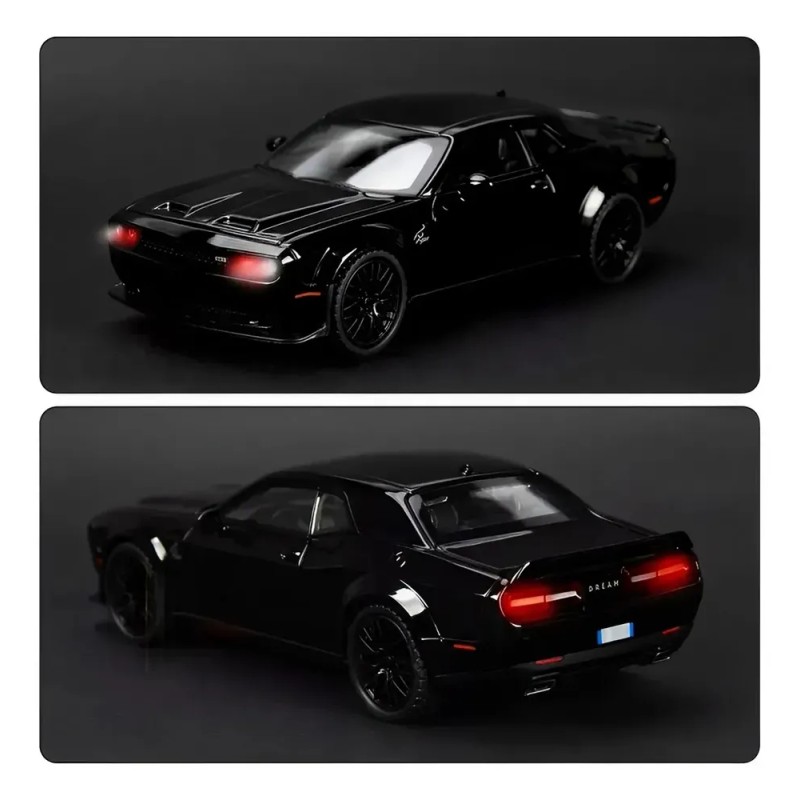 Dodge Challenger Hellcat Metal Escala 1:32 Luz Y Sonido Base.