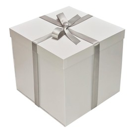 Tekhoho White Large Gift Box 28x28x26.5cm, Premium Present Box with Magnetic Lid and Ribbon for Holidays Wedding Birthday Gift Packaging, Plaid Lining