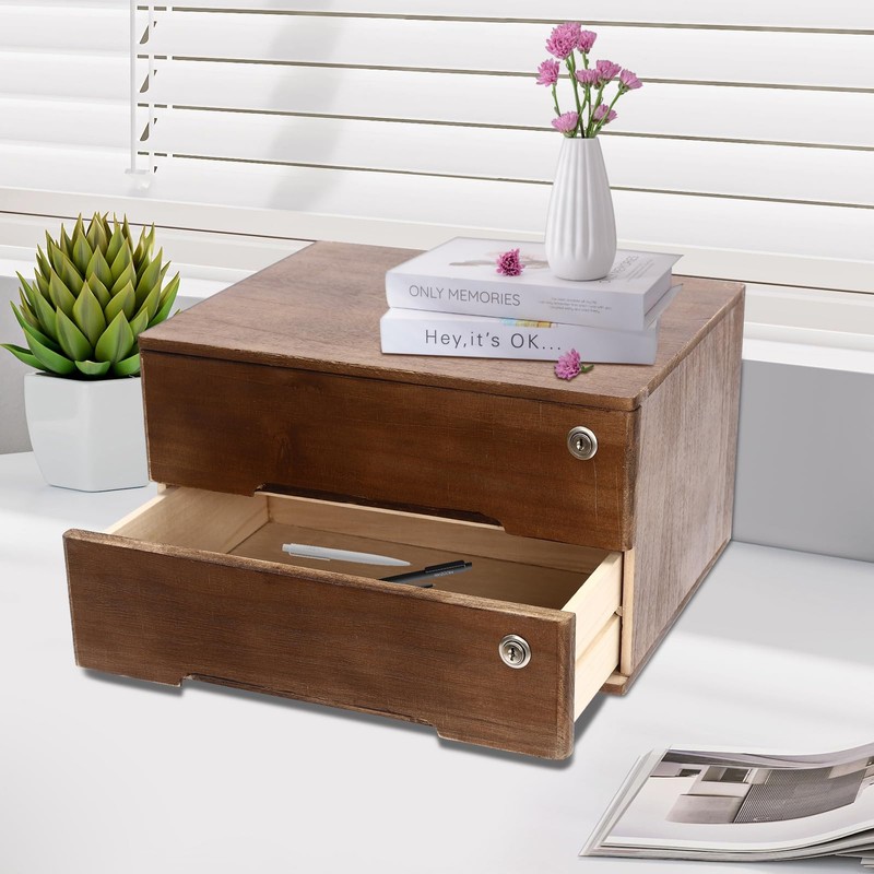 BRICZUNA 15.75 * 11 * 8.66in Desktop Storage Cabinet with