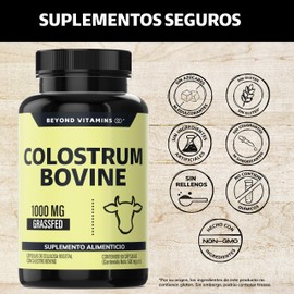 Beyond Vitamins | Calostro Bovino Grass Fed de Libre Pastoreo 1000 mg, Bovine Colostrum de Calidad Certificada (60 Cápsulas)