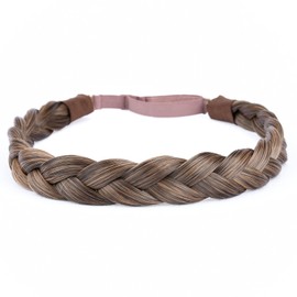 DIGUAN Synthetic Hair Braided Headband Classic Chunky Wide Plaited Braids Elastic Stretch Hairpiece Women Girl Beauty accessory, 55g aHairBeauty (Golden Copper)