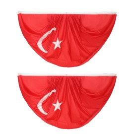 Country Pleated Fan Flag Bunting 3 x 6 Ft Country Pleated 2 Pcs Fan Flag Banner Indoor/Outdoor/Front Porch Decorations,Country Half Fan Flag Patriotic Holiday decorations, Celebrations (Turkey)