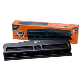 4 Hole Punch Black Heavy Metal Duty Adjustable Paper Holepunch Boxed