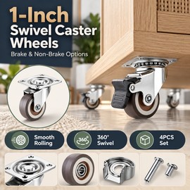 Furniture Swivel Caster Wheels for Trolleys – 4PCS Soft Rubber Rollers for Smooth Furniture Mobility