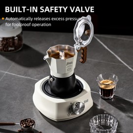 Bincoo Espresso Maker Stovetop - 2 Cup/120ML Small Stove Top Espresso Italian Coffee Maker, Camping Moka Pot (White-black)