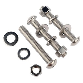 VAMUOEFL 3/8-16 Bolts, 1-1/2" Button Head Socket Cap Bolts Screws and Hex Nuts, Flat & Lock Washers, 304 Stainless Steel Full Threaded, 6Set