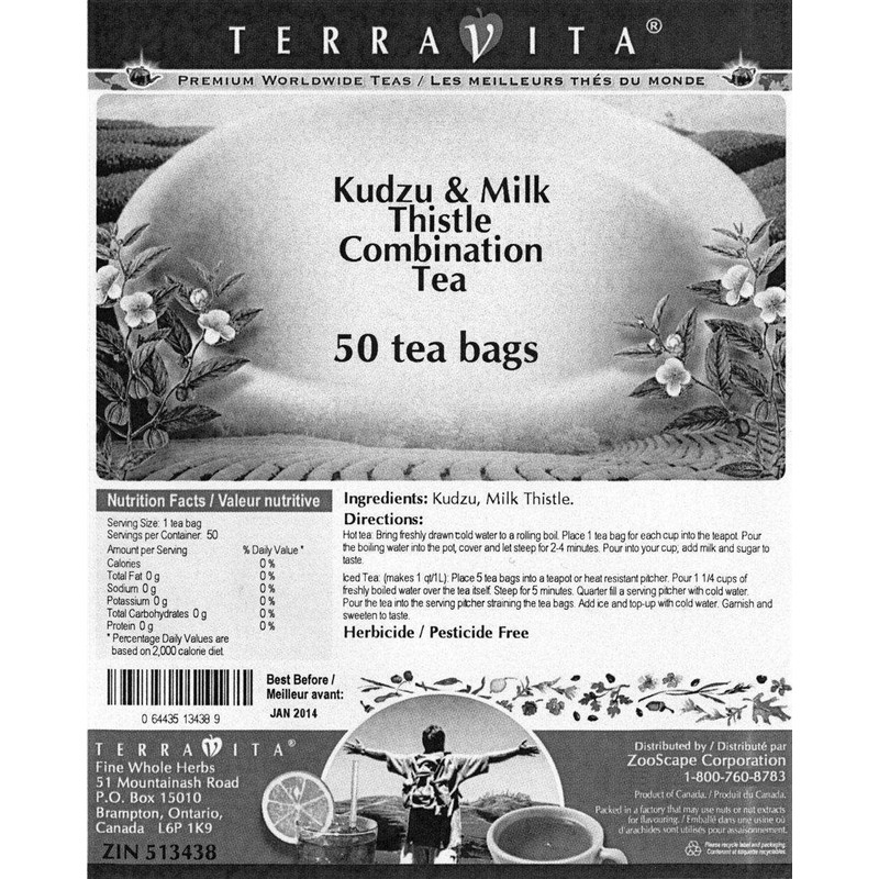 Kudzu and Milk Thistle Combination Tea (50 tea bags, ZIN:
