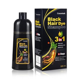 Black Hair Dye Shampoo 3 in 1, Champú Colorante para Teñir el Cabello Negro, Shampoo para Canas con Ingredientes Herbales, 500ml (Negro)