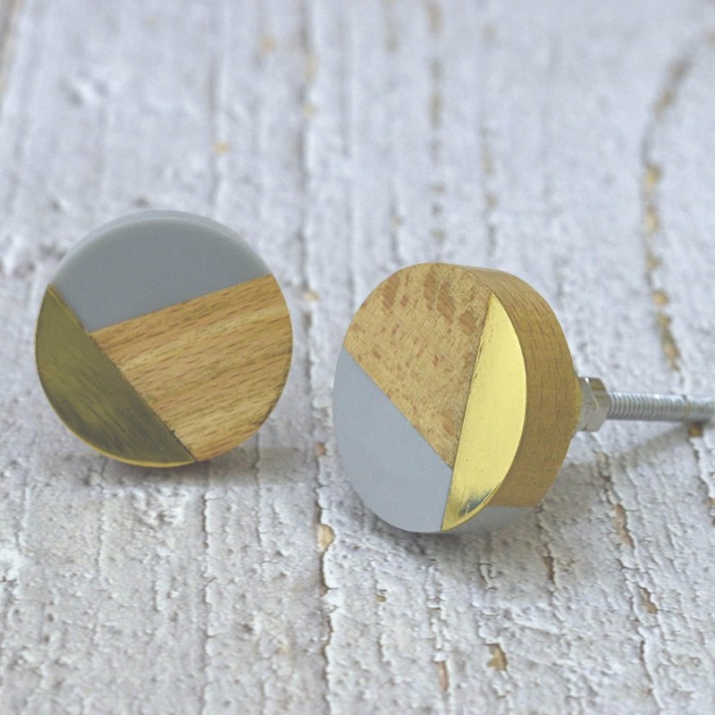 ARTISNO Three Tone Gold Designs Wood Resin Door Knobs, Vintage,