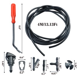 Windshield Washer Nozzles Hose Kit，Windshield Fluid Hose with Washer Nozzles,Hose Connectors,Removal Tool and Hood Insulation Retainers,Replacement for Dodge,Ram,Chrysler Windshield Washer Nozzels Kit