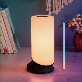 GLAMIGHT Touch Bedside Table Lamp, Stepless Dimming & 7 Colors RGB Small Lamp for Bedroom, LED Nightstand Lamp with Timer, Warm White to Multi-Color Smart Desk Lamp for Living Room Home Gifts