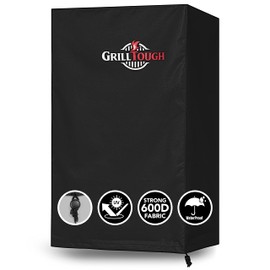 GrillTough Heavy Duty Smoker Cover for Outdoor Griddle, 30 Inch – Waterproof, Weather Resistant, UV & Fade Resistant with Adjustable Straps – BBQ Cover for Flat Grill, Black