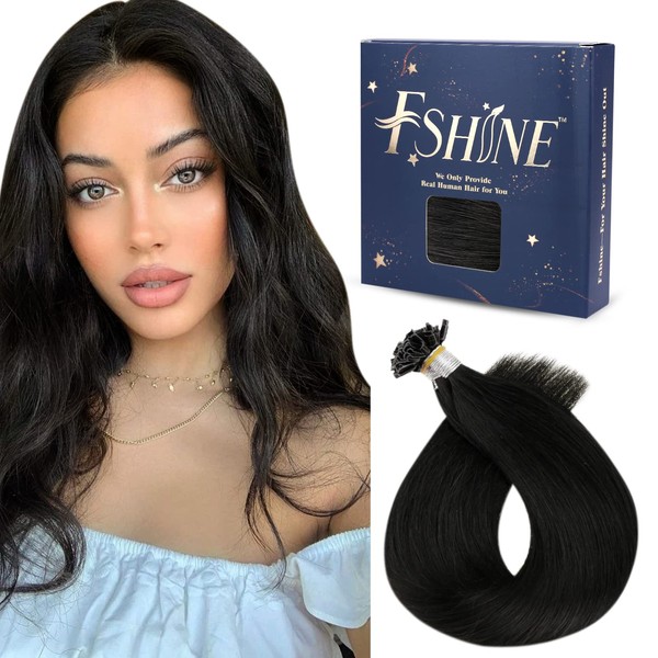fshine Extensions U Tip Hair Extensions 14inch 50g Human Hair Extensions Black Color 1 Extensions Keratin Remy Hair Extensions Utip Hair Extensions Straight Hair Extensions Cheveux Gift for Women
