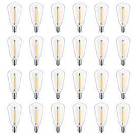 GvvooHome 24 Pack LED ST38 Replacement Bulbs, 1 Watt E12 LED Bulb 2700K Warm White, Vintage Dimmable Shatterproof Bulbs for Indoor Outdoor Patio Garden String Lights, Dimmable