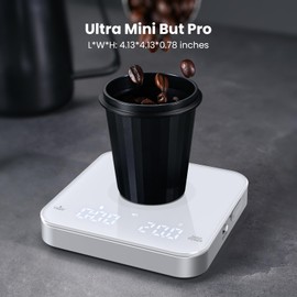 Wiederaufladbare Mini-Kaffeewaage mit Timer, Maestri House Espresso Waage, 2kg/0,1g genaue Waage für Espresso und Gießkaffee, tragbare digitale Küchenwaage mit automatischer Zeitmessung