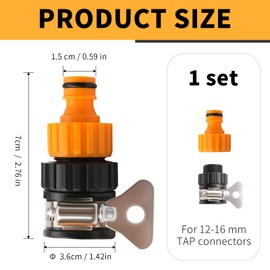 Universal Detachable Hose Tap Connector, 12-16mm Mixer Tap Connector Hoses Pipe Adjustable Stainless Steel Collar, Easy to Install, Durable Leak Proof for Bath Garden Kitchen Laundry Indoor Outdoor
