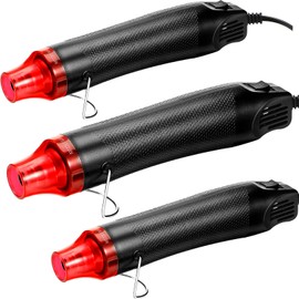 3 Pcs Heat Gun for Crafts, Mini Hot Air Gun, Portable Handheld Heat Gun for DIY Crafts Embossing, Epoxy Resin, Shrink Wrapping, Vinyl Wrap, Drying Paint, Clay, Cup Turner, Candle Making, 300W, Black